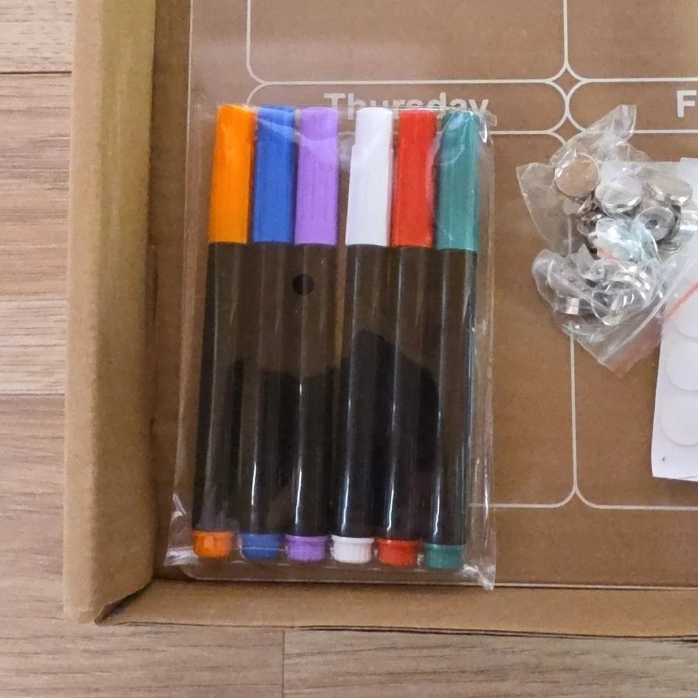 Weekly Monthly Magnetic Calendar for Fridge w/ Magnetic Markers 16x12 inch